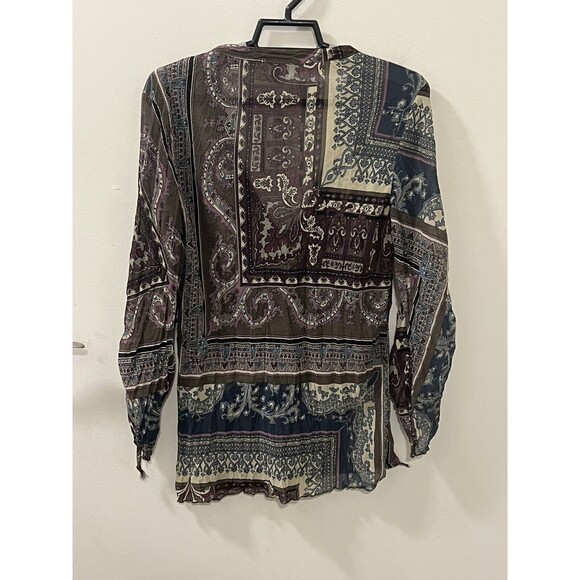 Delia’s Womens Boho 3/4 Sleeve Top Blouse Low V Neck Chiffon Top Made in US Sz M - Picture 4 of 13